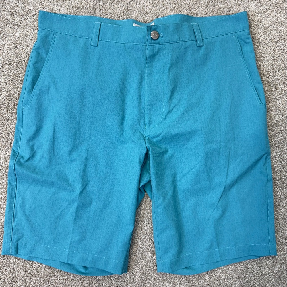 Peter Millar Shorts Mens 34 Palma Ceia 1916 Teal Performance Golf EUC